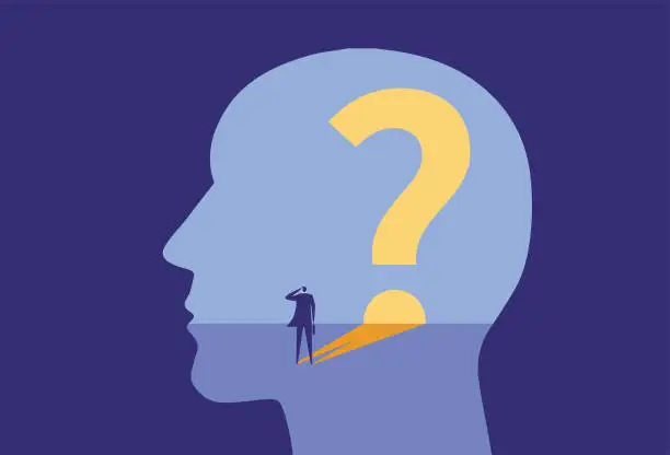 Vector illustration of Doubts in the brain