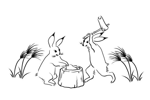 日本の落書きウサギの線画 - うさぎ点のイラスト素材／クリップアート素材／マンガ素材／アイコン素材
