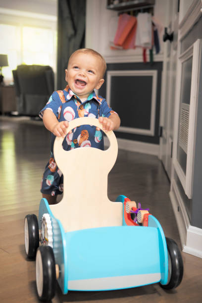 istock Eleven Month Old Baby Boy Learning to Walk With Wagon Walker 1412677327