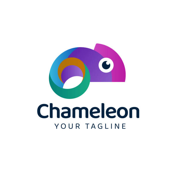 Colorful Gradient chameleon logo design template Colorful Gradient chameleon logo design template chameleon stock illustrations