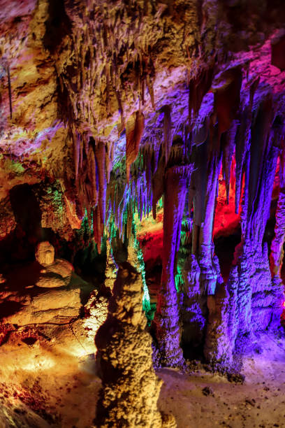 istock the beautiful Venets cave in Bulgaria, lit differently and looking abstract 1412678827