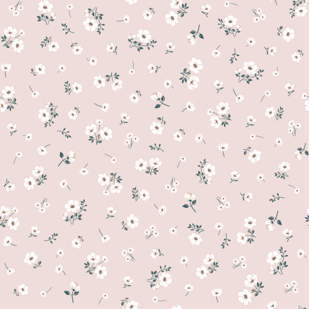 sommerwildblumen auf beigefarbenem, nahtlosem hintergrund - kleine blumen stock-grafiken, -clipart, -cartoons und -symbole