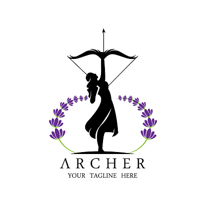 Athena Minerva Silhouette with , Royal archer Logo Design