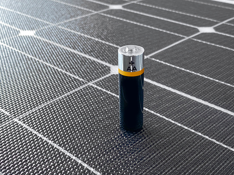 Battery on a solar cell panel