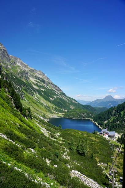 ザルツブルガー地方のウッテンドルフの氷河世界のヴァイスゼー - white lake ストックフォトと画像