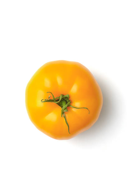 Yellow tomato isolated on white background