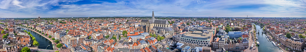 Netherlands, Haarlem - 20-06-2021: view from high above on the city of Haarlem