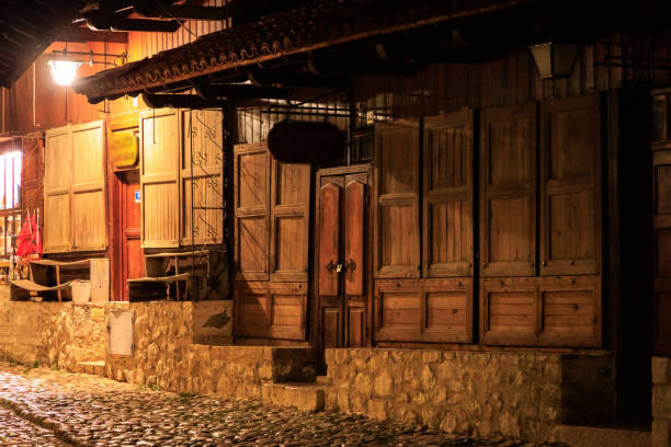 istock Old bazaar closed at night in Kruja 1412690551