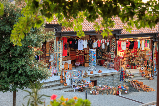 Typical Albanian market district in Kruje