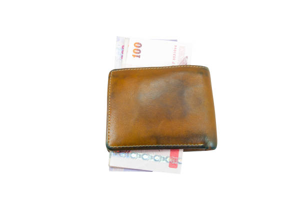 istock Brown Money & wallet on white background , Thailand banknotes 1412694673