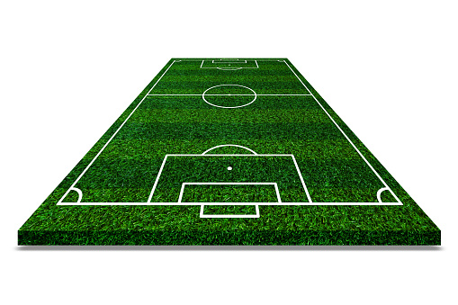 Soccer field elements view,Green grass football field of artificial grass background ,Playing field of football,White lines that delimit the areas