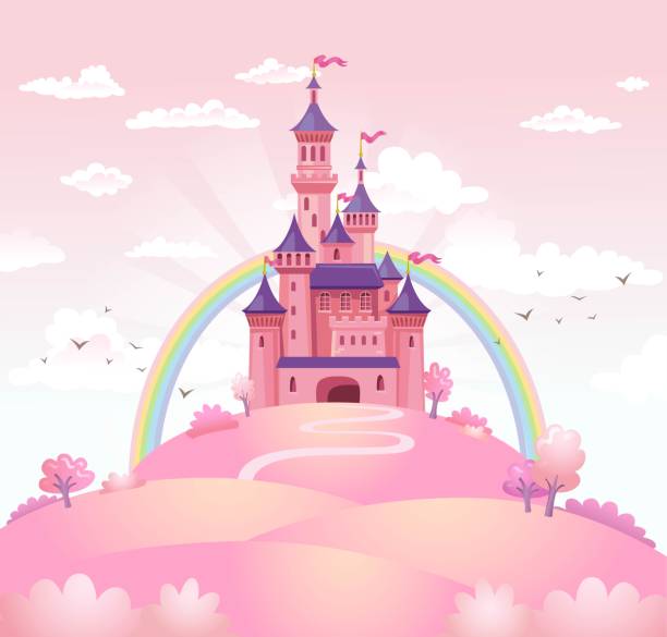 Fairy Tale castle. FairyTale landscape, the road leading to the princess castle. Vector illustration princess stock illustrations