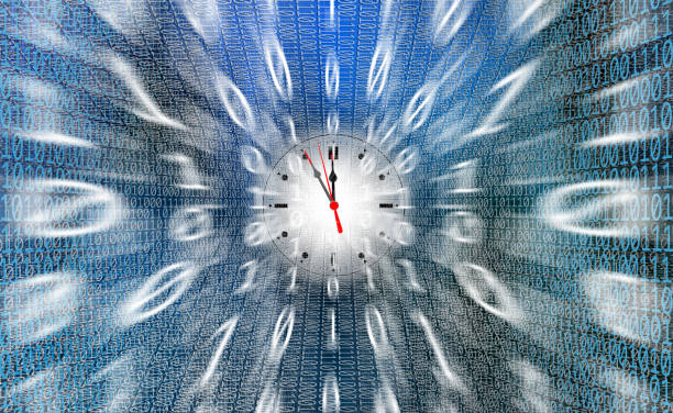 Time and digital technologies concept stock photo