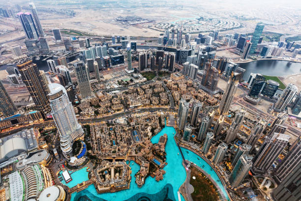 istock Dubai UAE aerial rooftop view from Burj Khalifa 1412706279