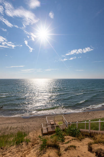 istock Summer day on Lake Michigan beach 1412706598