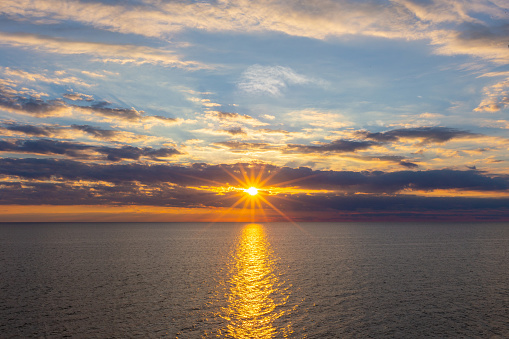 Summer sunset on Lake Michigan near Holland, Michigan