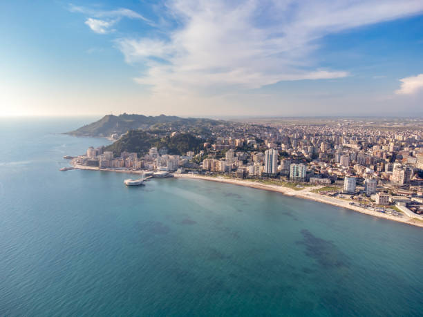 istock Durres coastline from drone, Albanian City 1412707766