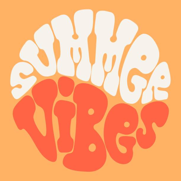 Summer Vibes Summer vibes poster design. Positive quote in handwritten retro style. 70s vintage vibes. summer vibe stock illustrations