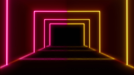 Tunnel Rectangle Neon Pink Yellow Close-up