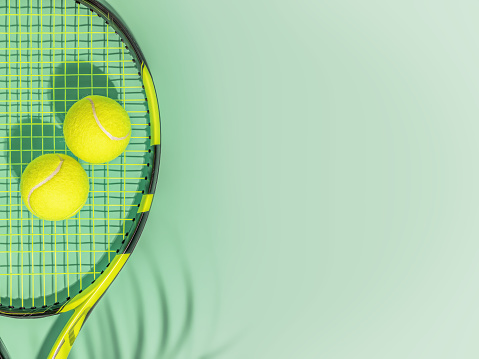Tennis Balls Lying Next To Racket Leaning On Net