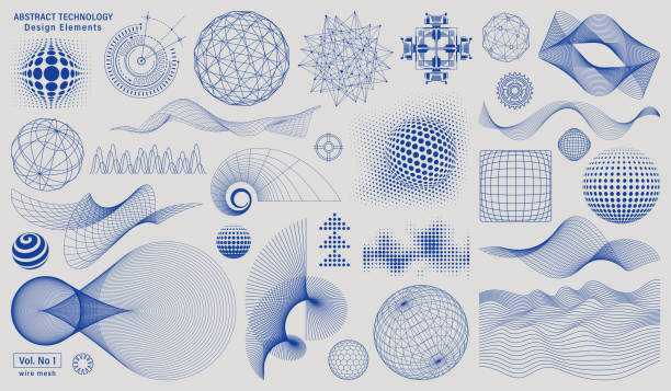 абстрактный технологии элементы дизайна - геометрические stock illustrations