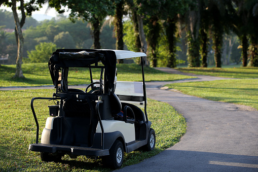 A focus scene at golf cart at golf course in Malaysia.