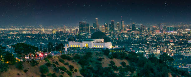 Los Angeles Skyline from Griffith Park Los Angeles Skyline from Griffith Park griffith park observatory stock pictures, royalty-free photos & images
