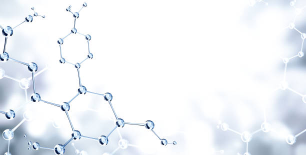istock Horizontal banner with models of abstract molecular structure. Science or education background with atom model 1412716494