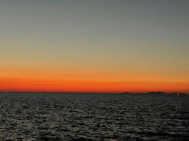 Sunset Marmaray coastline stock photo