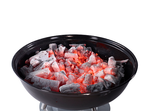 Barbecue grill burning charcoal isolated
