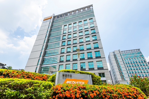 Taipei, Taiwan- July 25, 2022: Building view of MediaTek Inc in Neihu of Taipei, Taiwan. is a Taiwanese fabless semiconductor company.