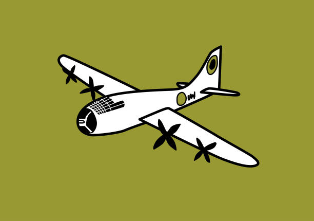 Old War Plane Flying Aircraft From Second World War Middle Of Century  Cartoon Style Vector Illustration Stock Illustration - Download Image Now -  iStock