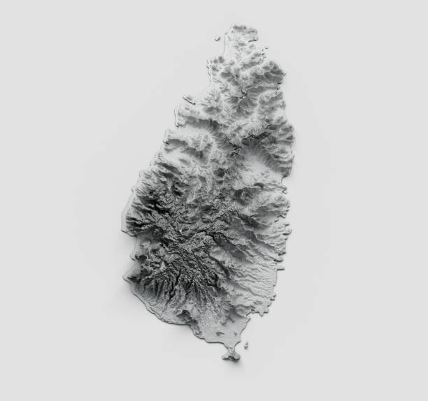 istock Saint Lucia Map Flag Shaded relief Color Height map on white Background 3d illustration 1412724174