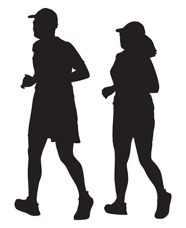 Adult Couple Jogging Together Silhouette