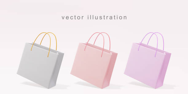 illustrations, cliparts, dessins animés et icônes de sacs cadeaux réalistes 3d. illustration vectorielle. - boutique de souvenirs