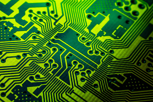 a printed circuit board in green