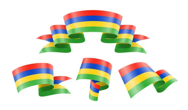 Vector illustration of Mauritius - collection of waving country flags.