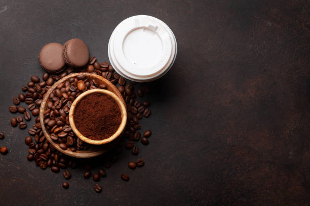 istock Takeaway cup, roasted coffee beans and ground coffee 1412730216