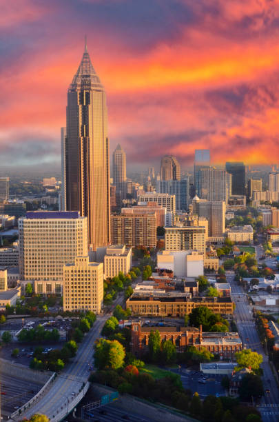 Sunrise, Skyline of Atlanta, Georgia stock photo