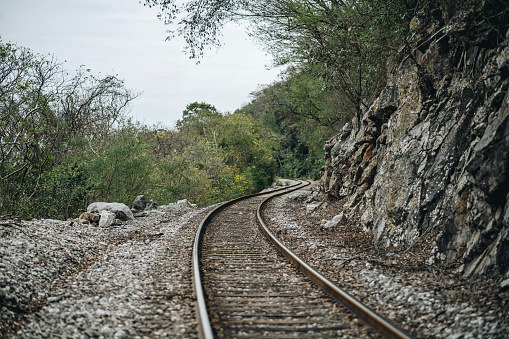 The tracks curve