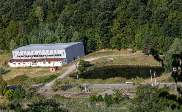 aerial view of the gym and the lake in baile sacelu resort, gorj, romania. - editorial eastern europe europe reflection imagens e fotografias de stock