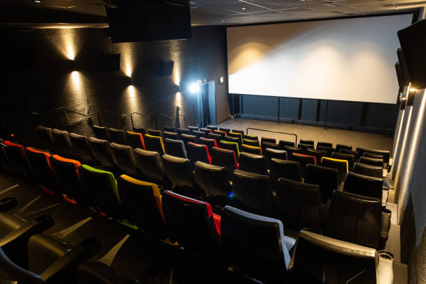 istock Cinema room with seats in various colors 1412741022