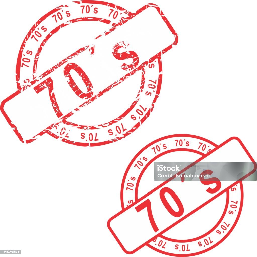 Red Stamp Sticker With 70s Text Set Stock Illustration - Download Image
