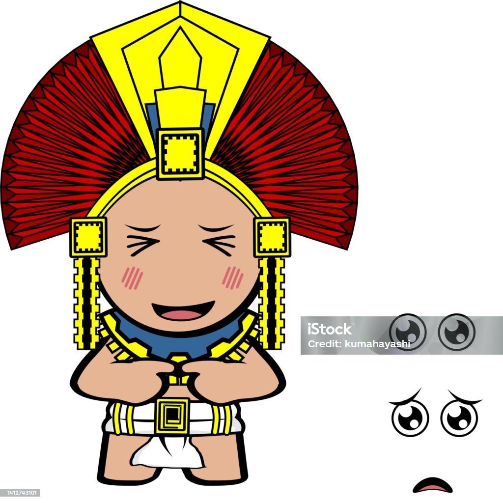 Aztec Boy Animation Funny Aztec Kid Mexican God Cartoon Set Pack Stock Illustration ...