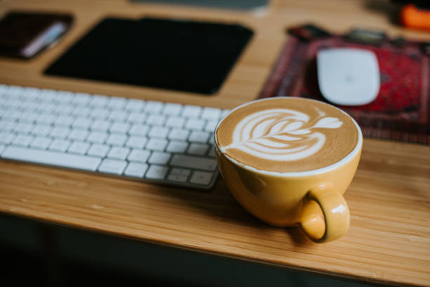 A cup of cappucino with beautiful latte art