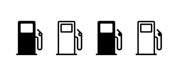 illustrations, cliparts, dessins animés et icônes de ensemble d’icônes vectorielles de carburant. collection de symboles de stations-service - gas station fuel pump station gasoline