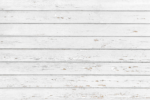 White wooden background. Distressed weathered wood texture