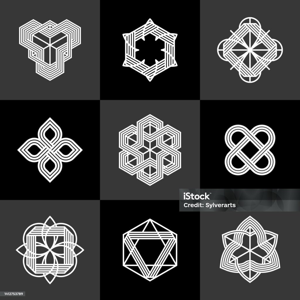 Abstract Geometric Linear Symbols Vector Set Graphic Design Elements ...