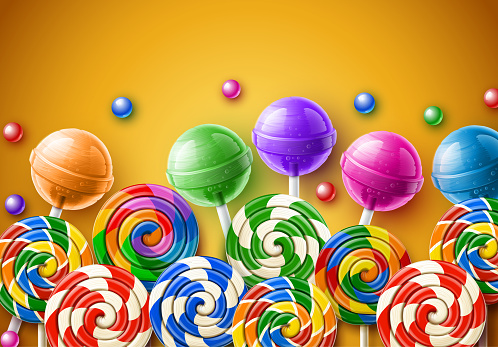 Lollipop Candy Yellow Background