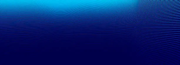 Vector illustration of Blue lines in 3D perspective vector abstract background, dynamic linear minimal design, wave lied pattern in dimensional and movement.